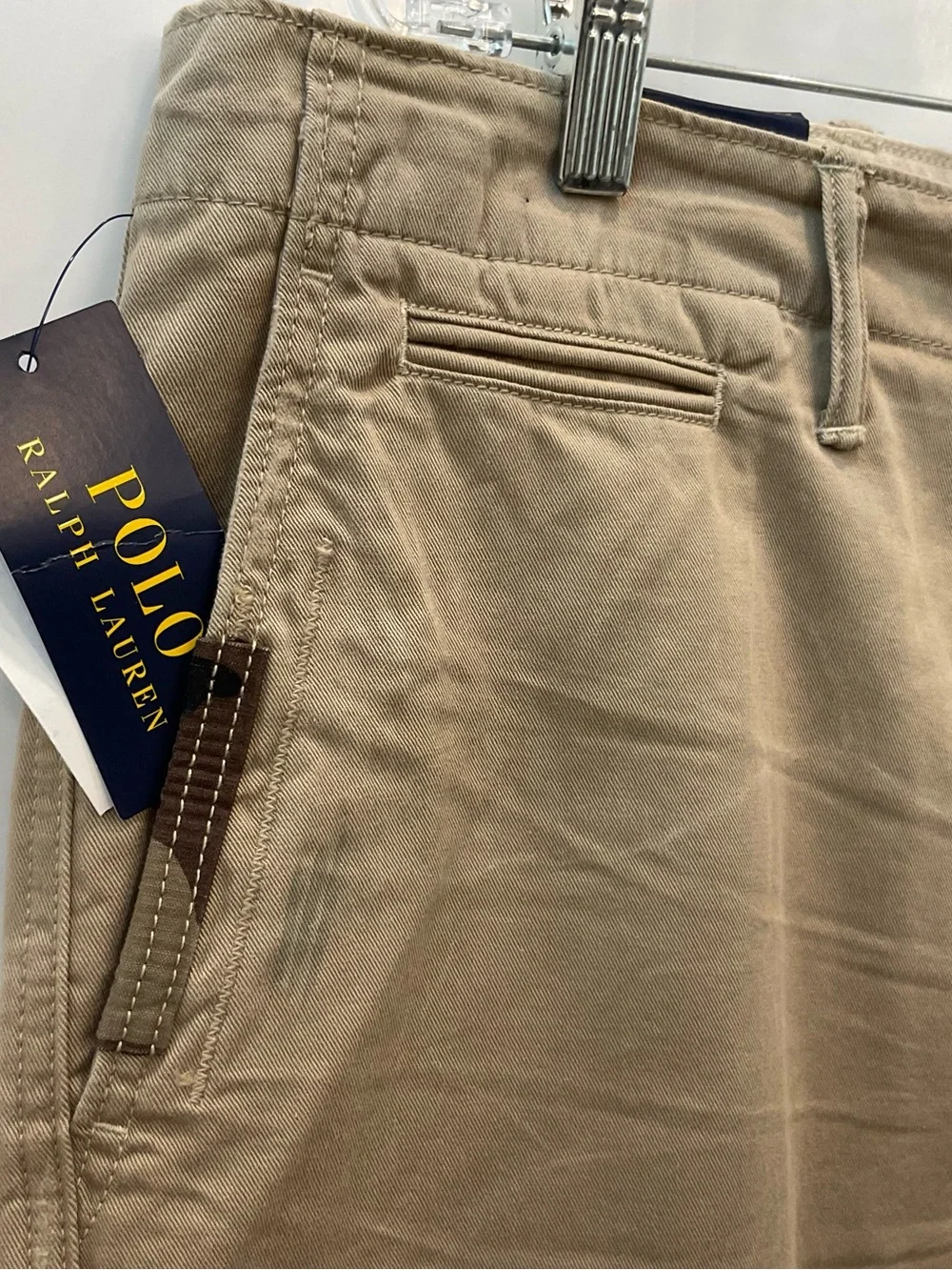 POLO Ralph Lauren KHAKI Distressed Repaired Relaxed Fit Chino Pants sz 38-30 T86